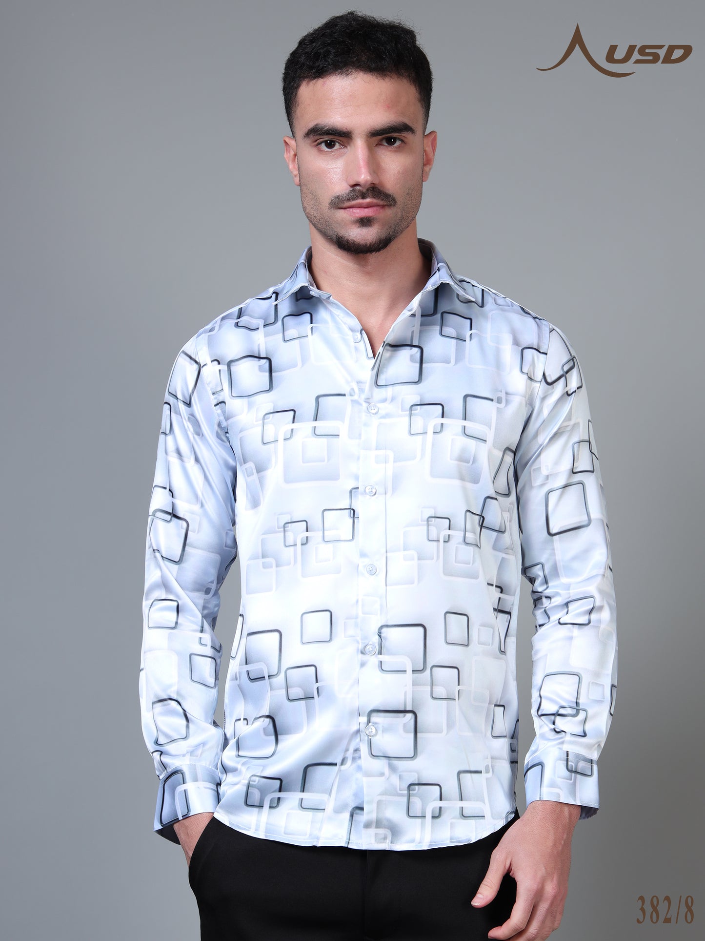 382/8–Premium Printed Satin Shirts