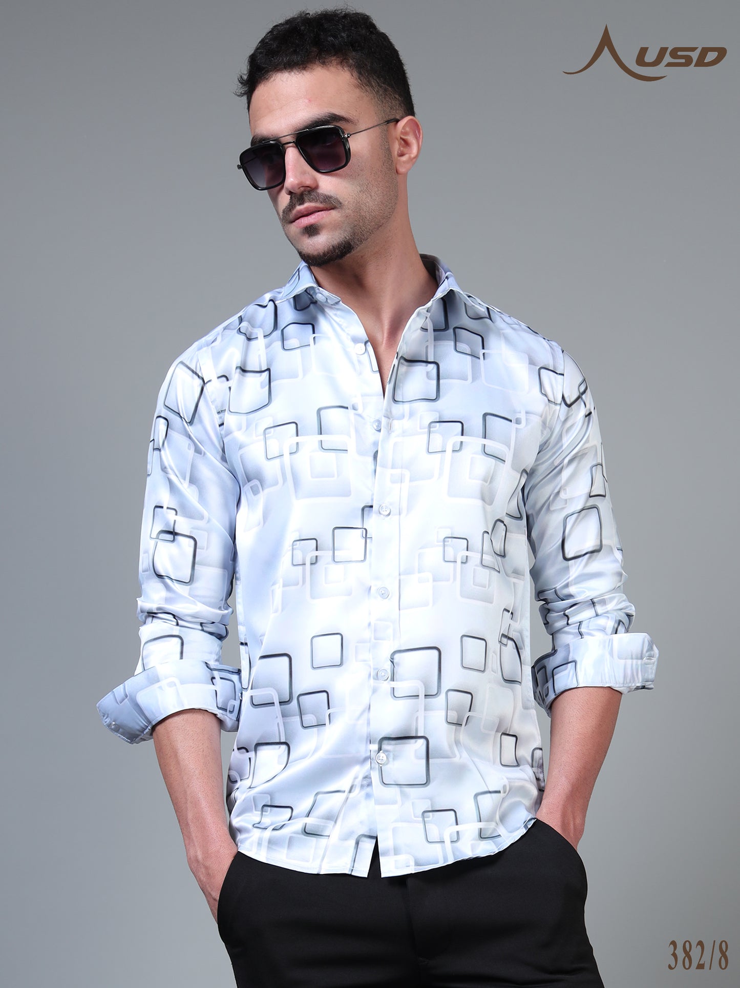 382/8–Premium Printed Satin Shirts