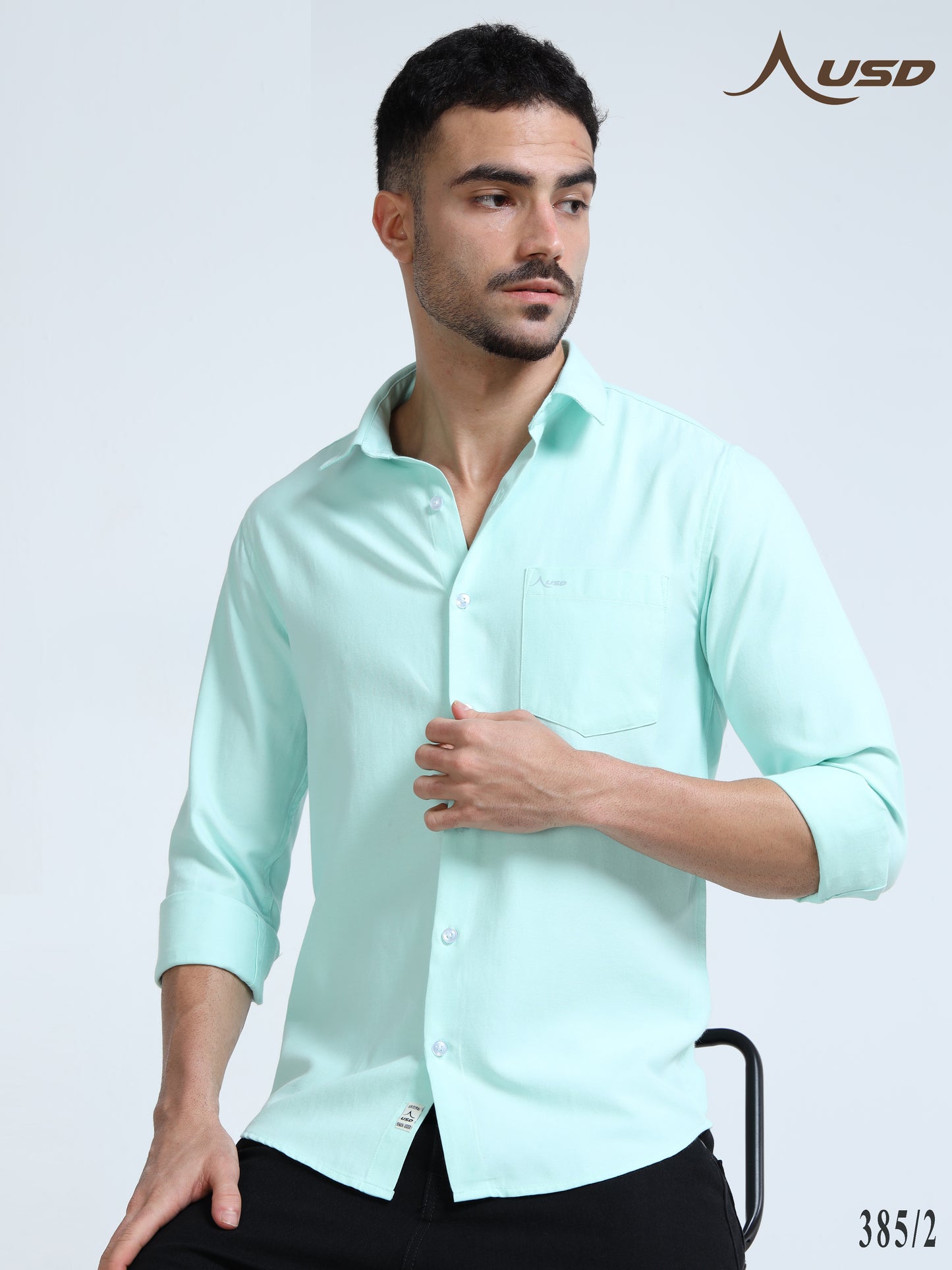 385/2-Premium Oxford Yarn Dyed Cotton Shirt for Men
