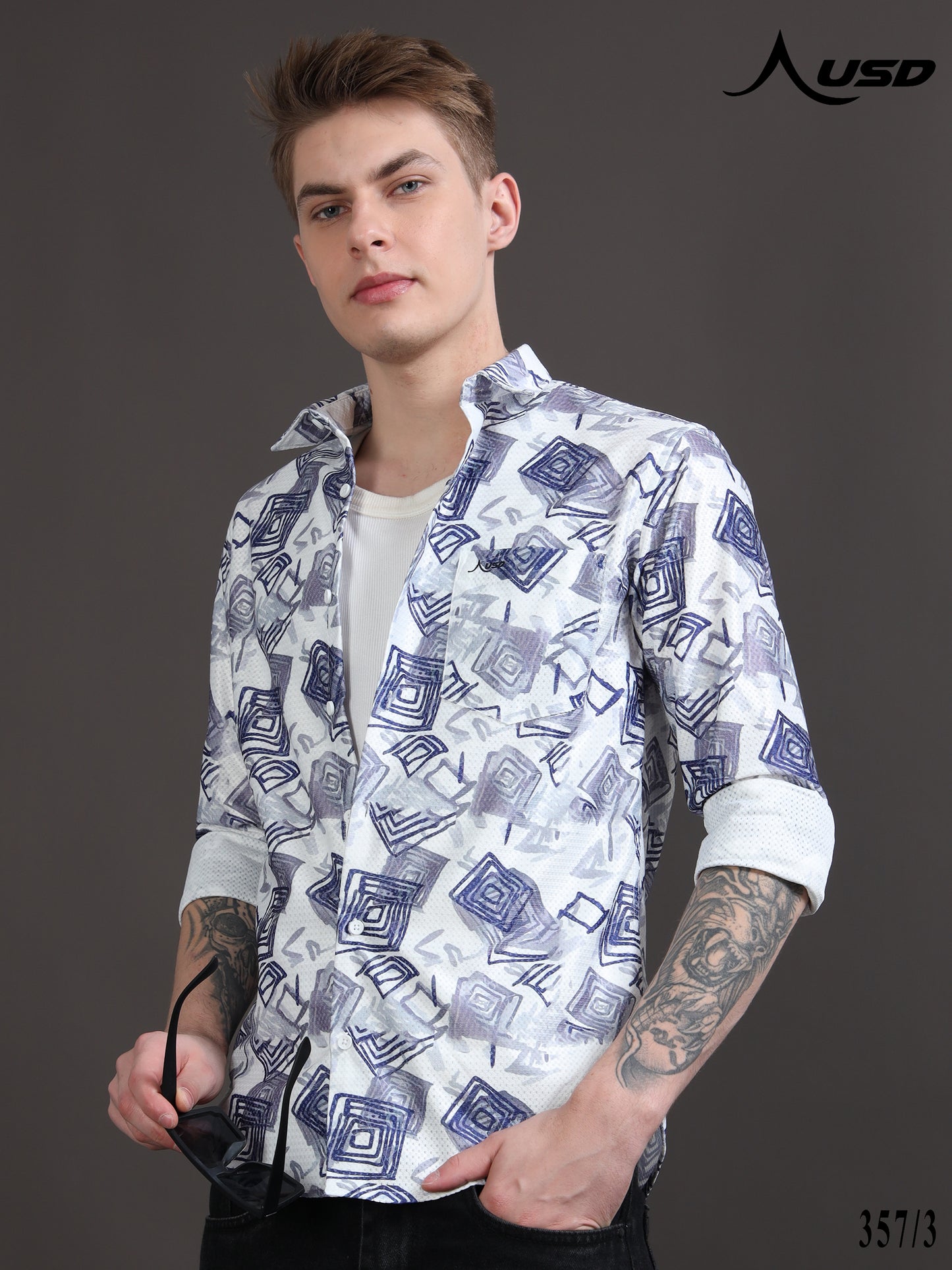 357/3-Crochet Digital Printed Shirts