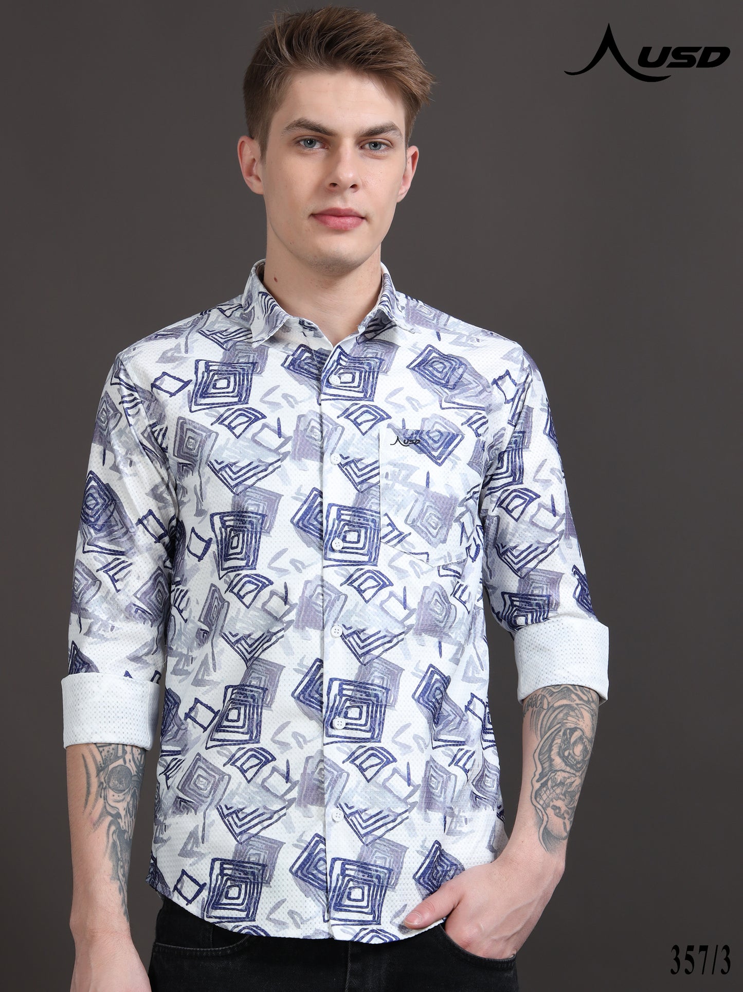 357/3-Crochet Digital Printed Shirts