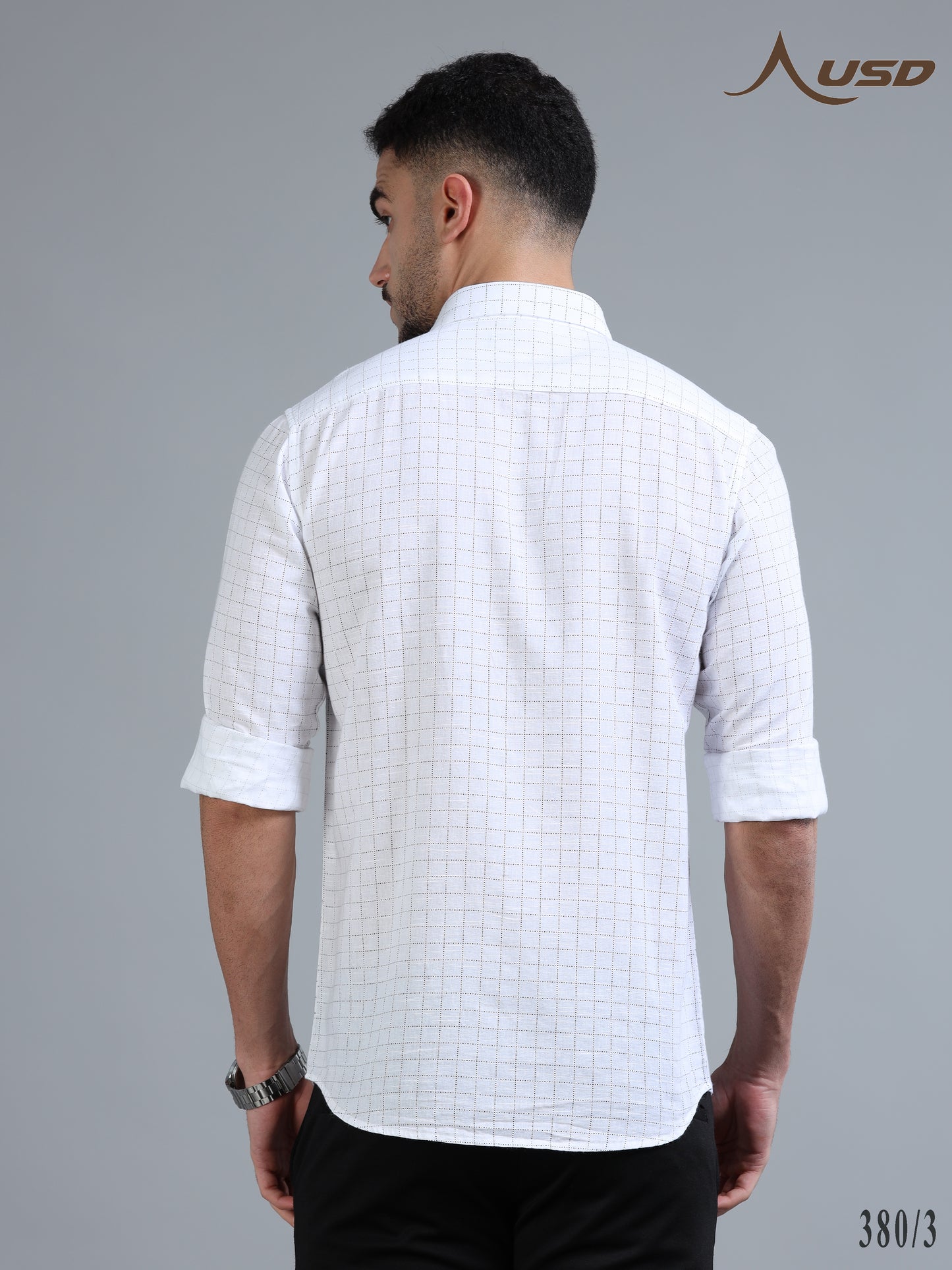380/3-Cotton Linen Chex Full Shirts