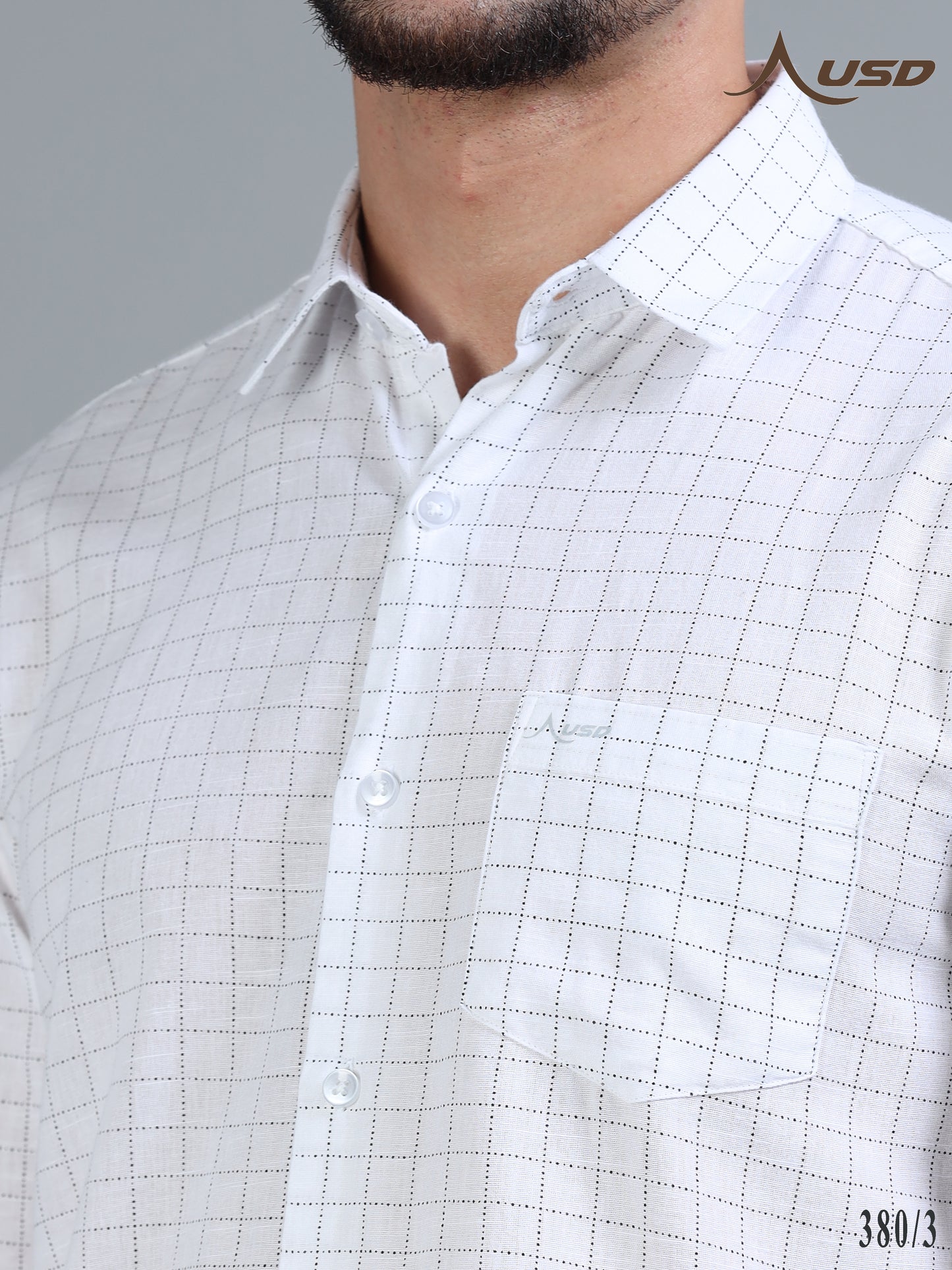 380/3-Cotton Linen Chex Full Shirts