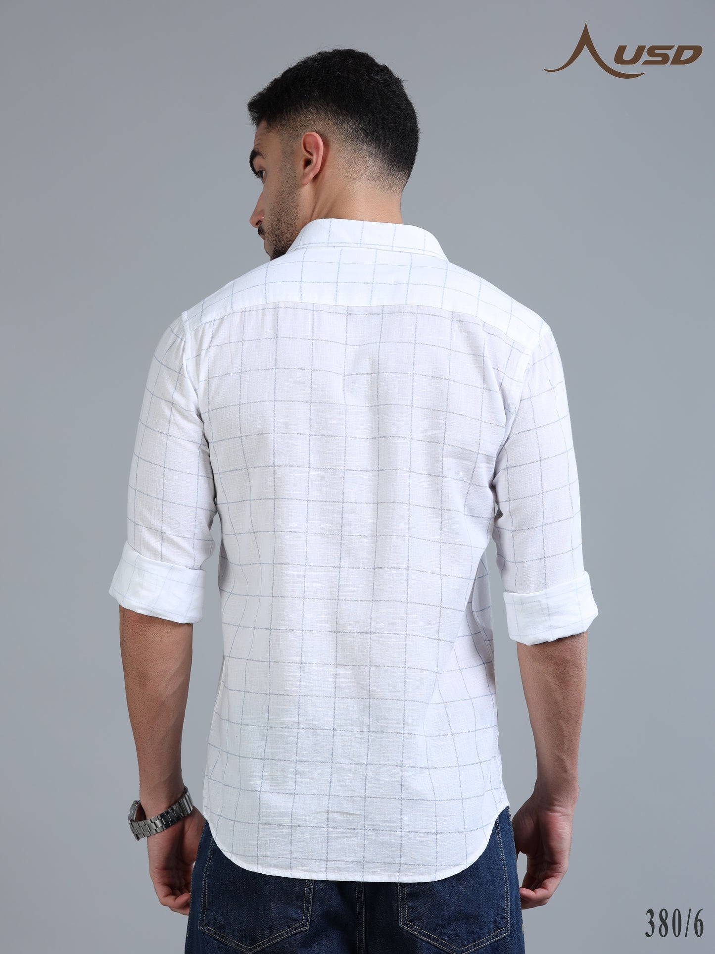380/6-Cotton Linen Chex Full Shirts