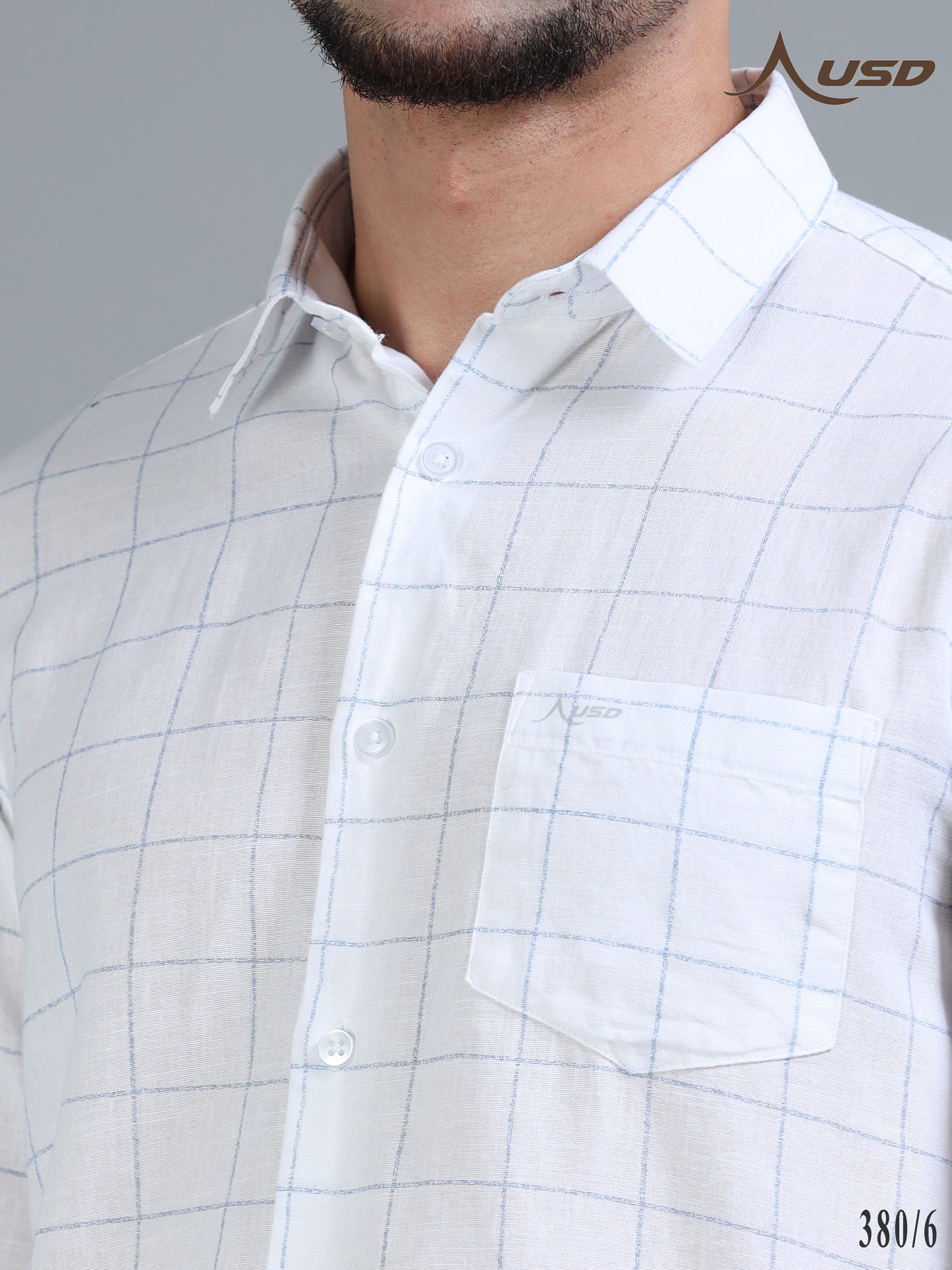 380/6-Cotton Linen Chex Full Shirts
