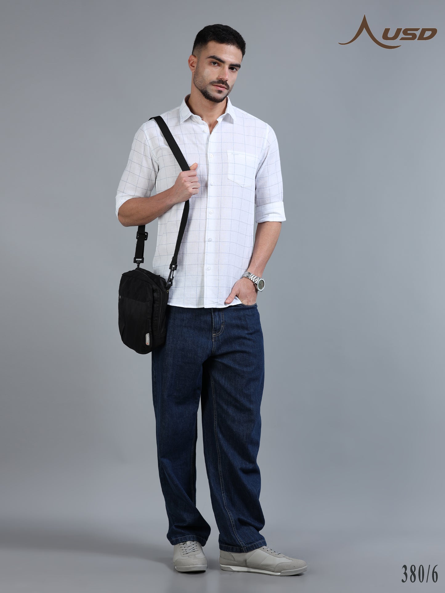 380/6-Cotton Linen Chex Full Shirts