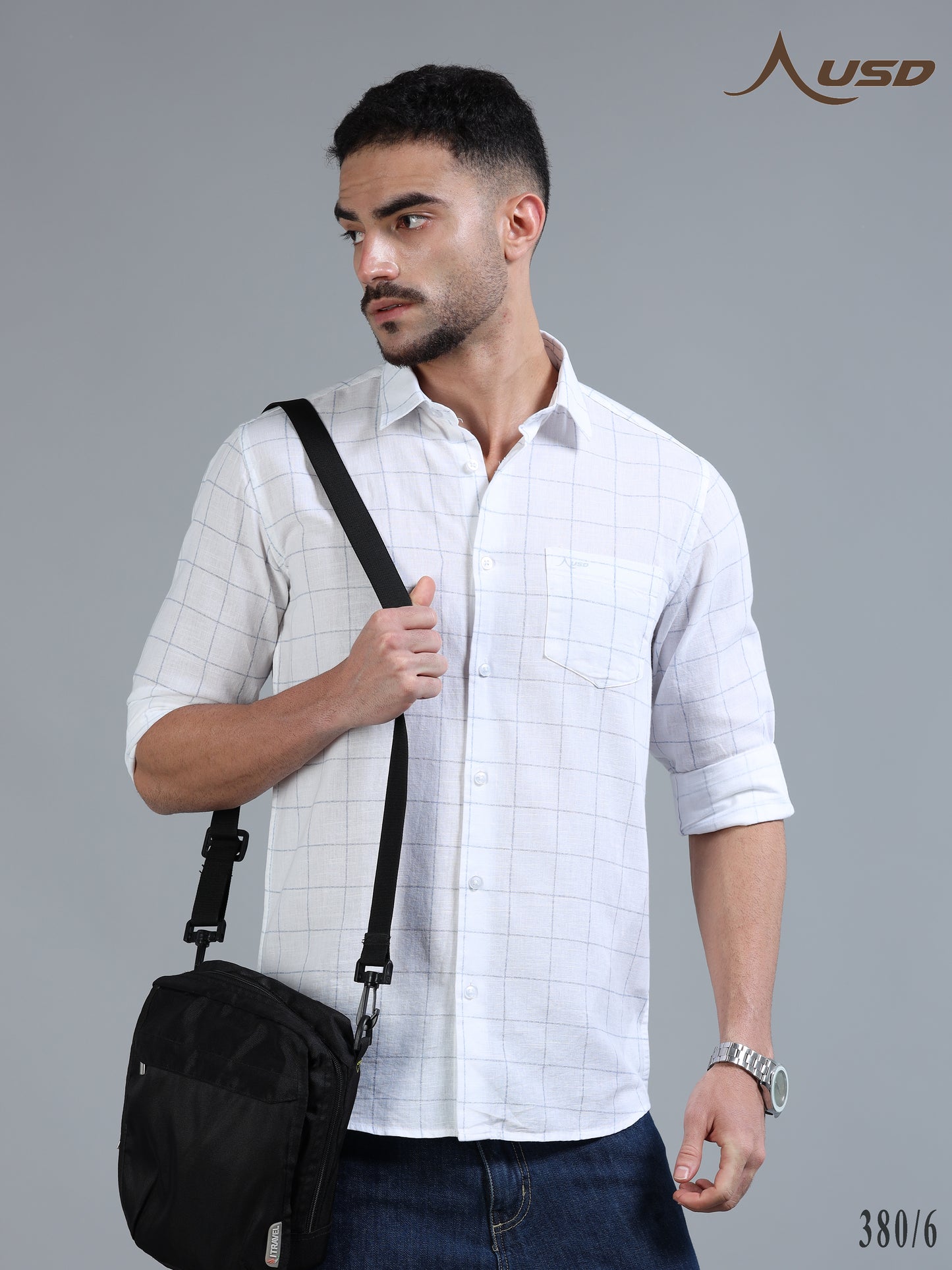 380/6-Cotton Linen Chex Full Shirts