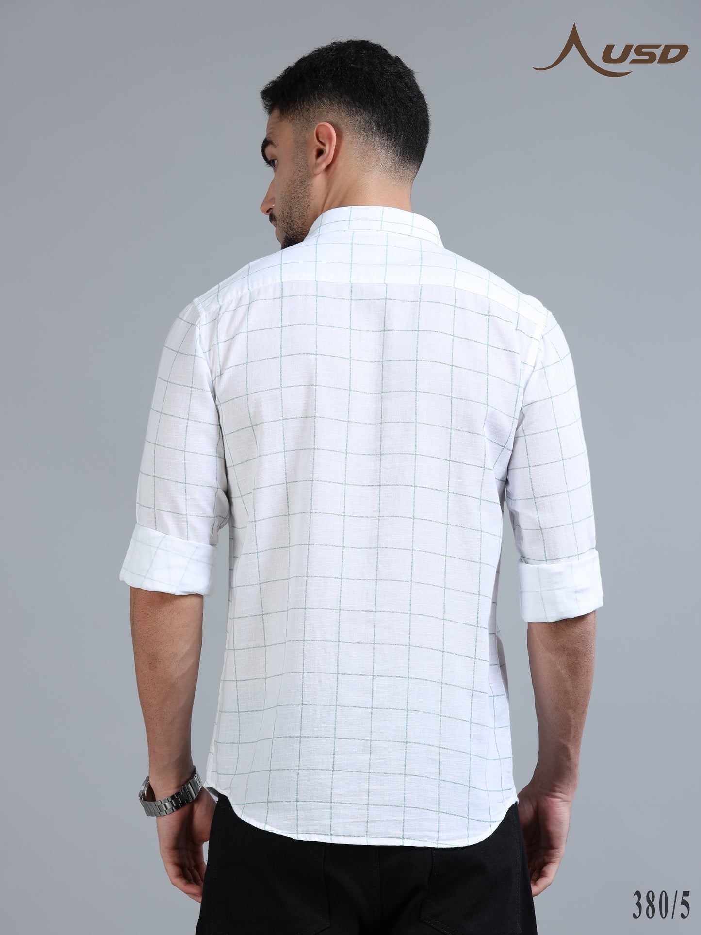 380/5-Cotton Linen Chex Full Shirts
