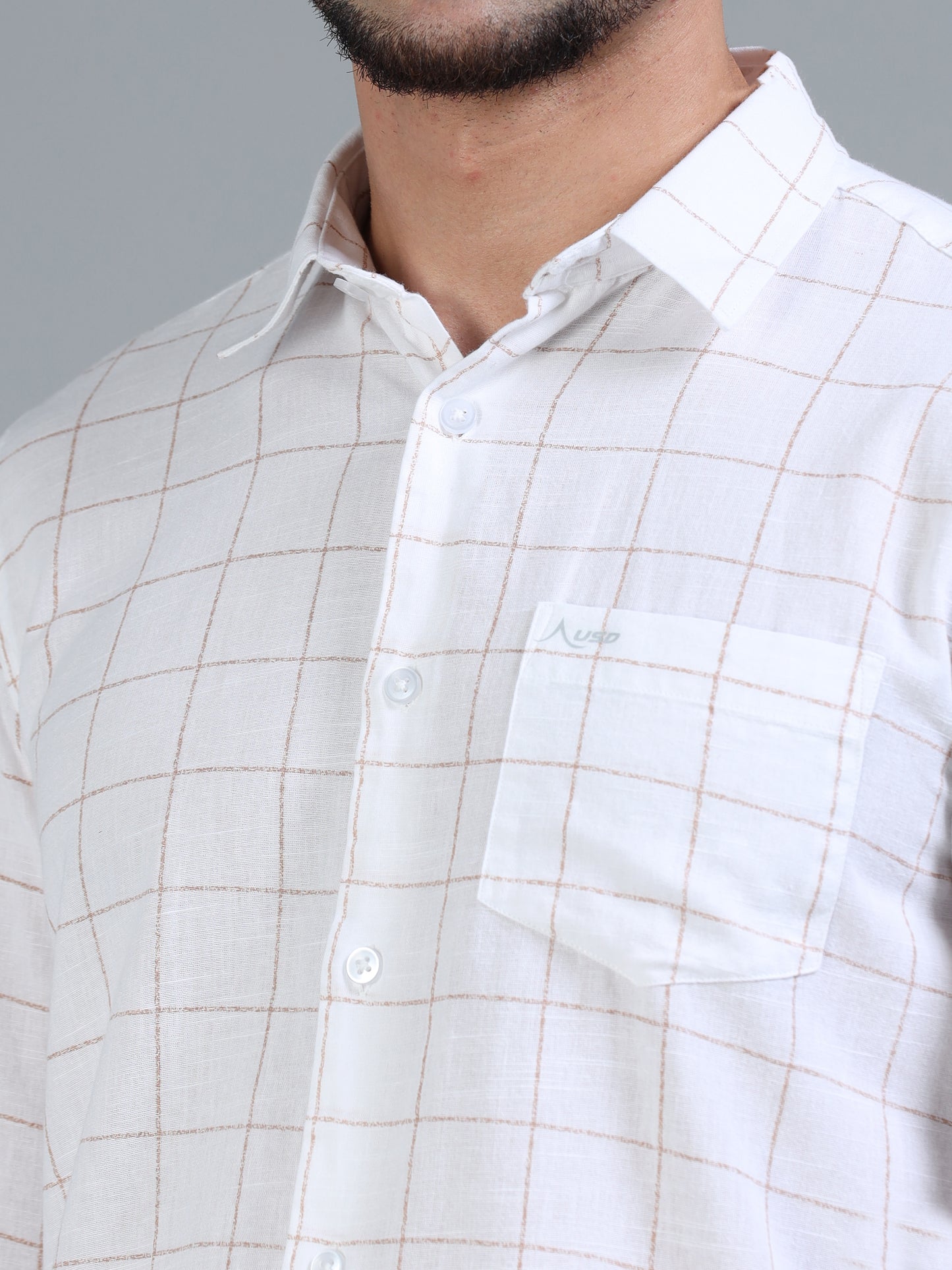 380/4-Cotton Linen Chex Full Shirts