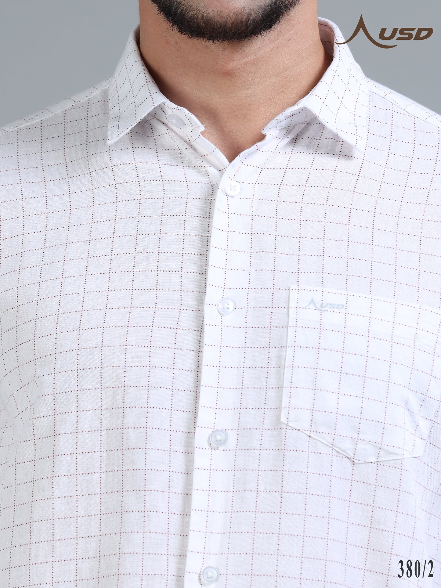 380/2-Cotton Linen Chex Full Shirts