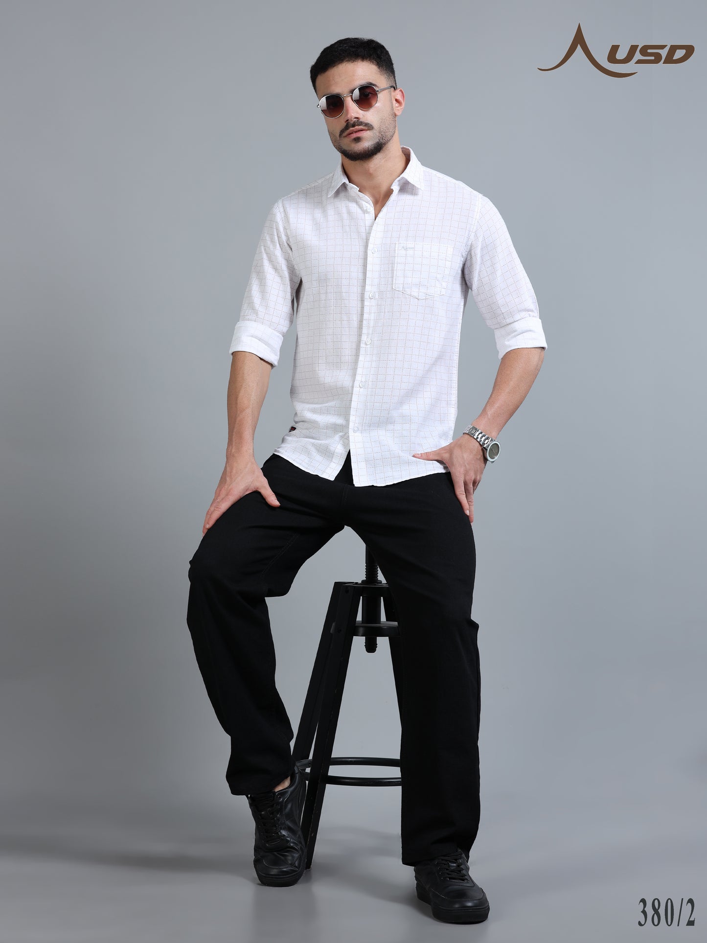 380/2-Cotton Linen Chex Full Shirts