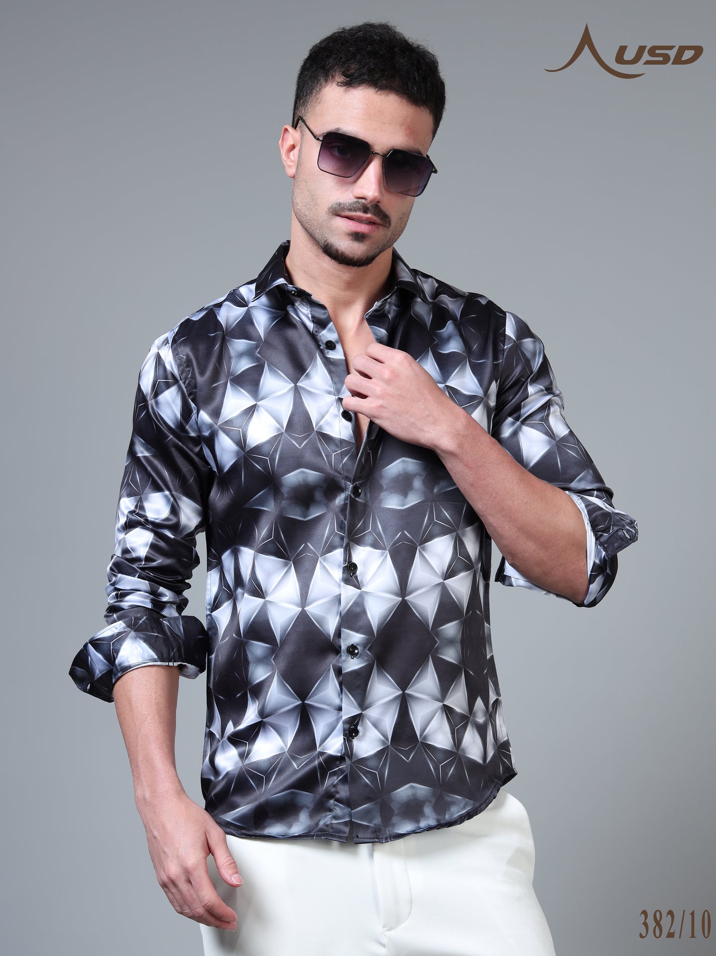 382/10–Premium Printed Satin Shirts
