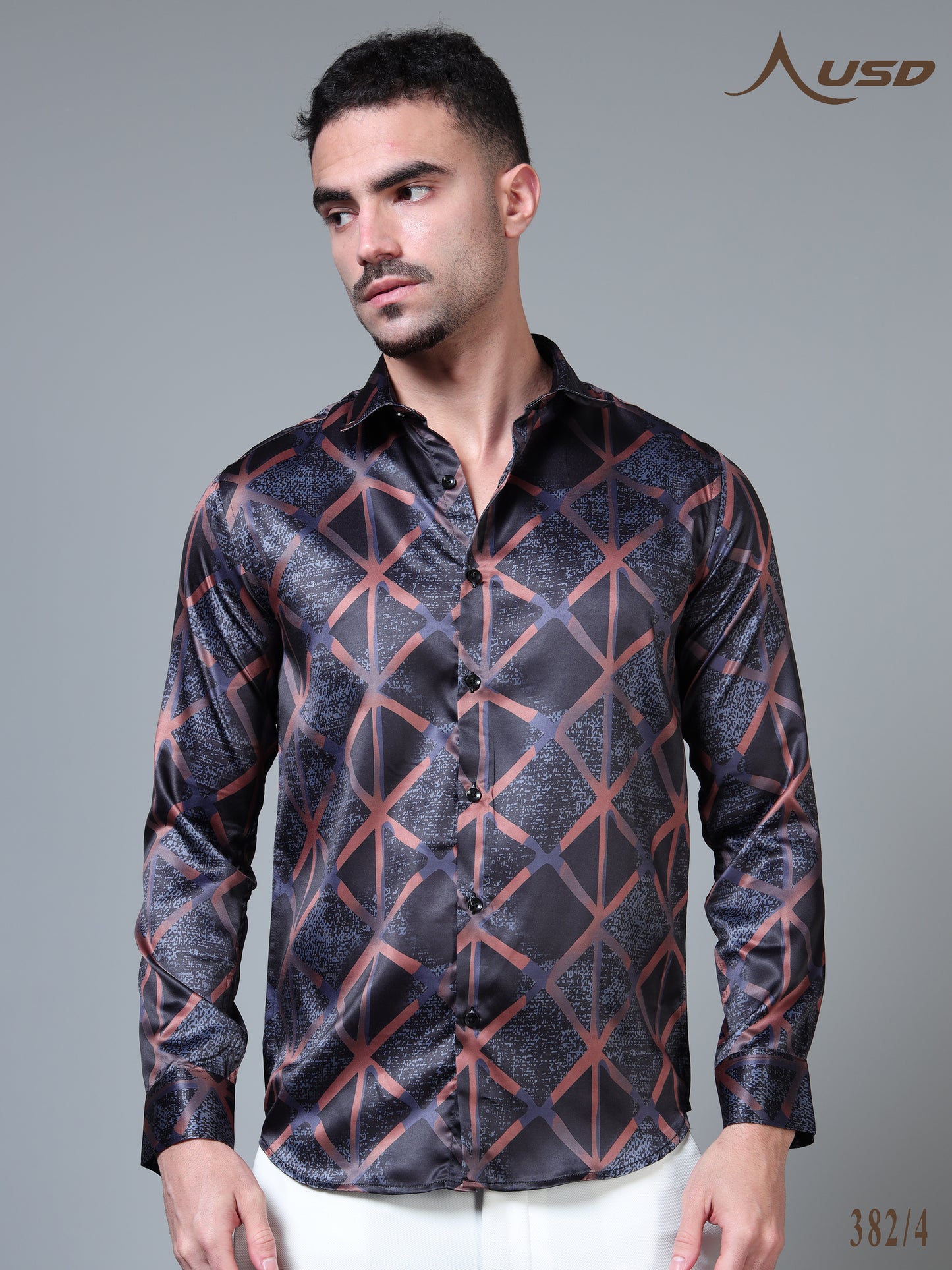 382/4–Premium Printed Satin Shirts