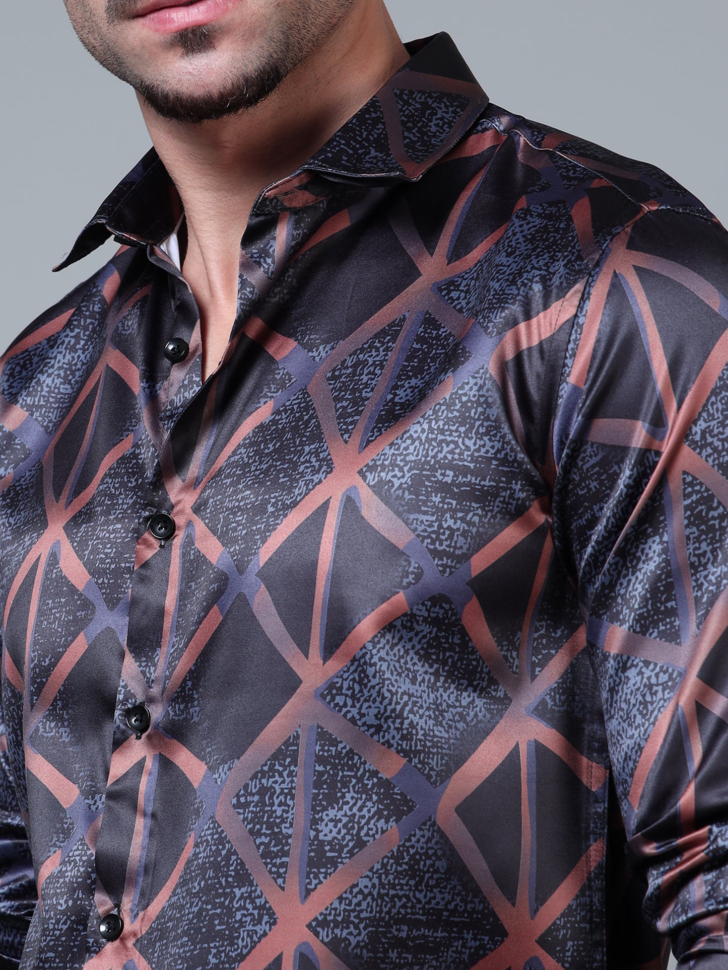 382/4–Premium Printed Satin Shirts