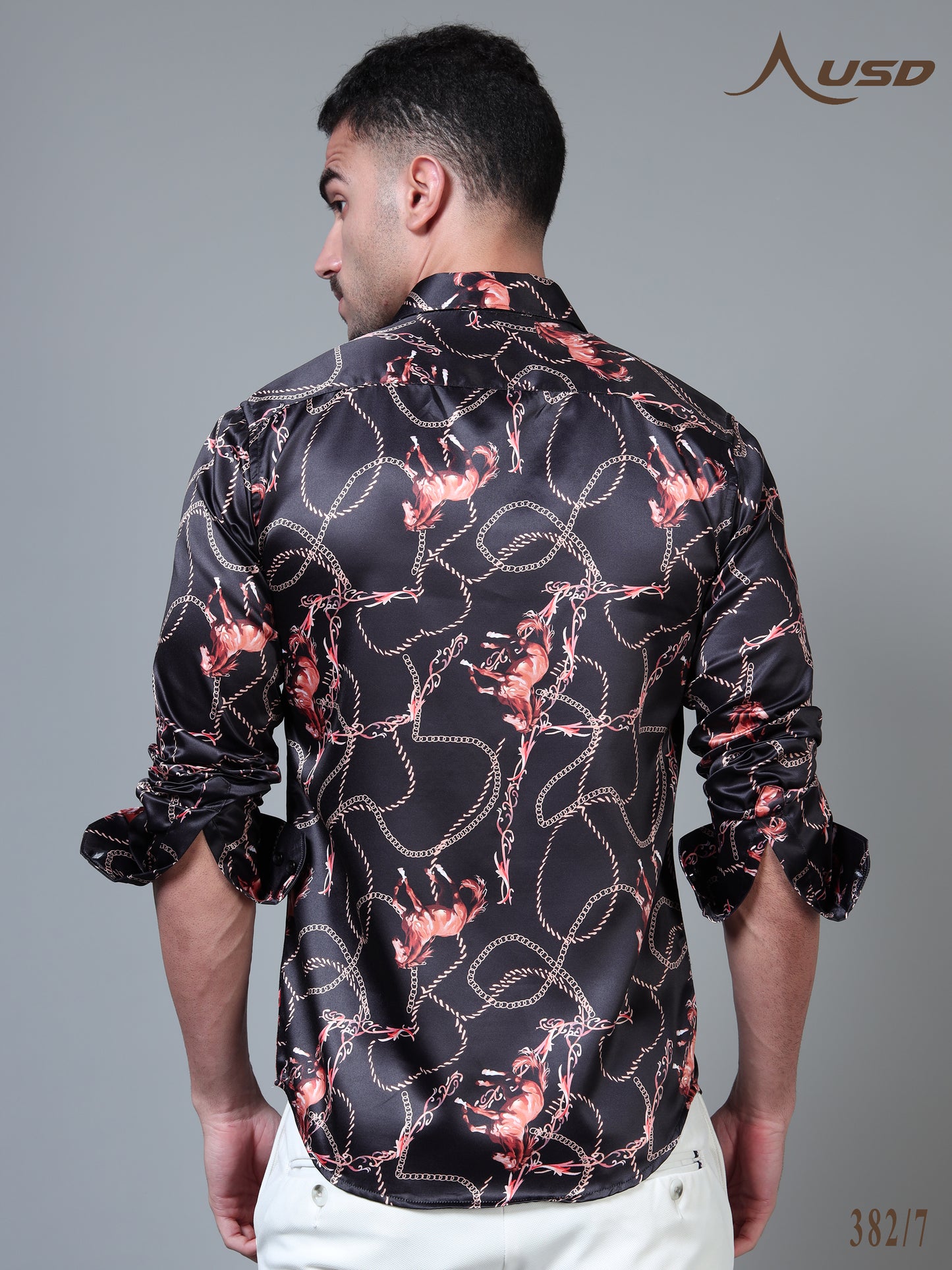 382/7–Premium Printed Satin Shirts