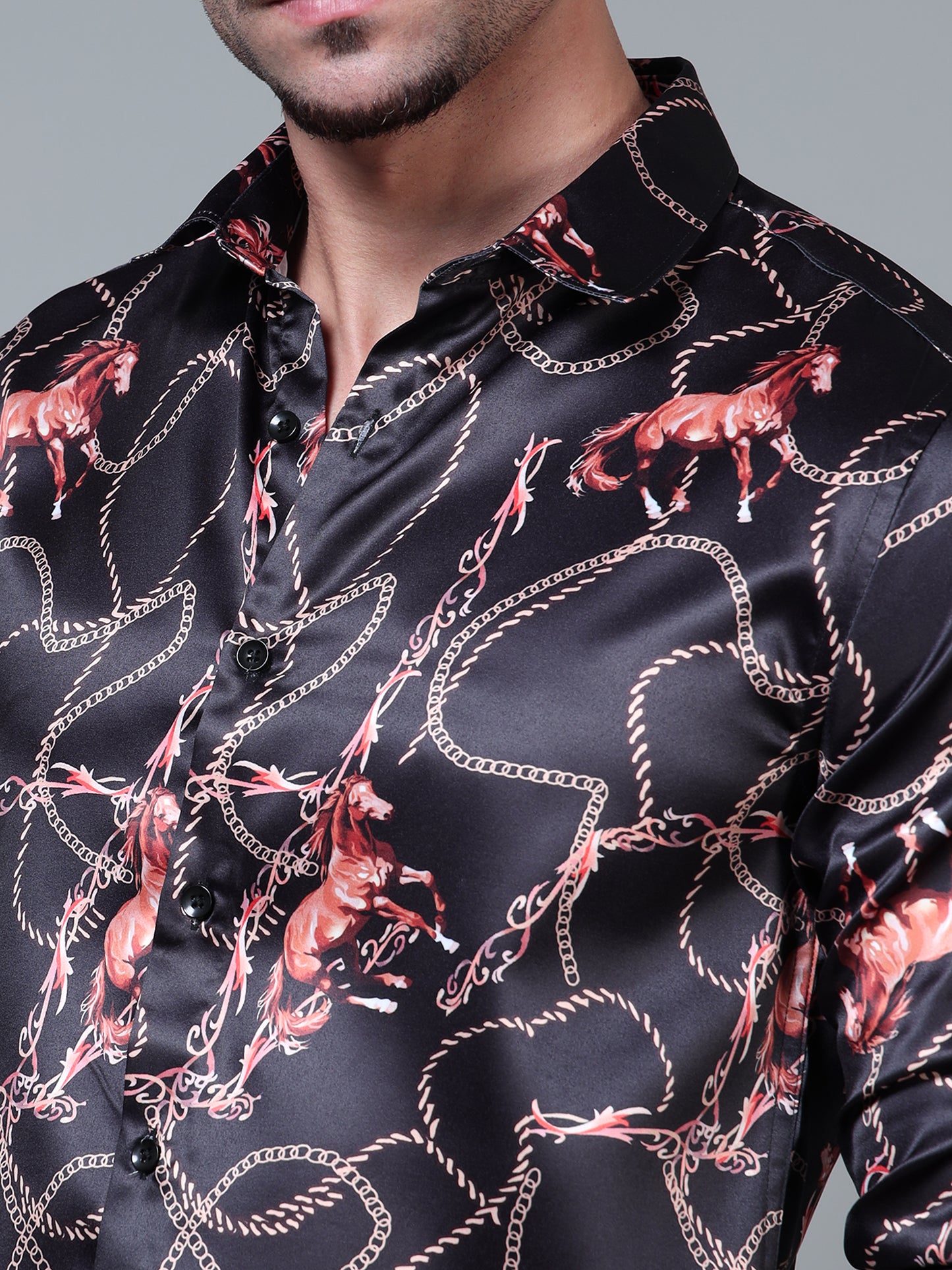 382/7–Premium Printed Satin Shirts