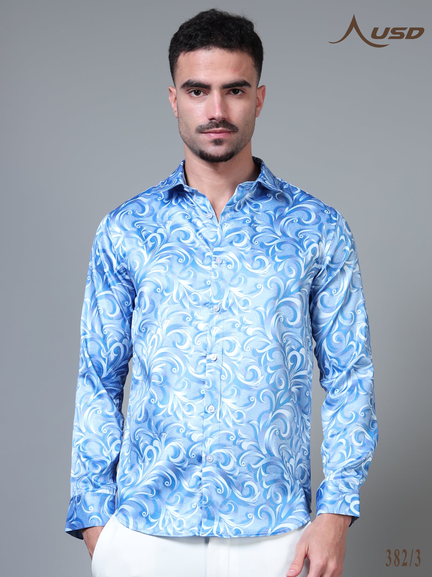 382/3–Premium Printed Satin Shirts