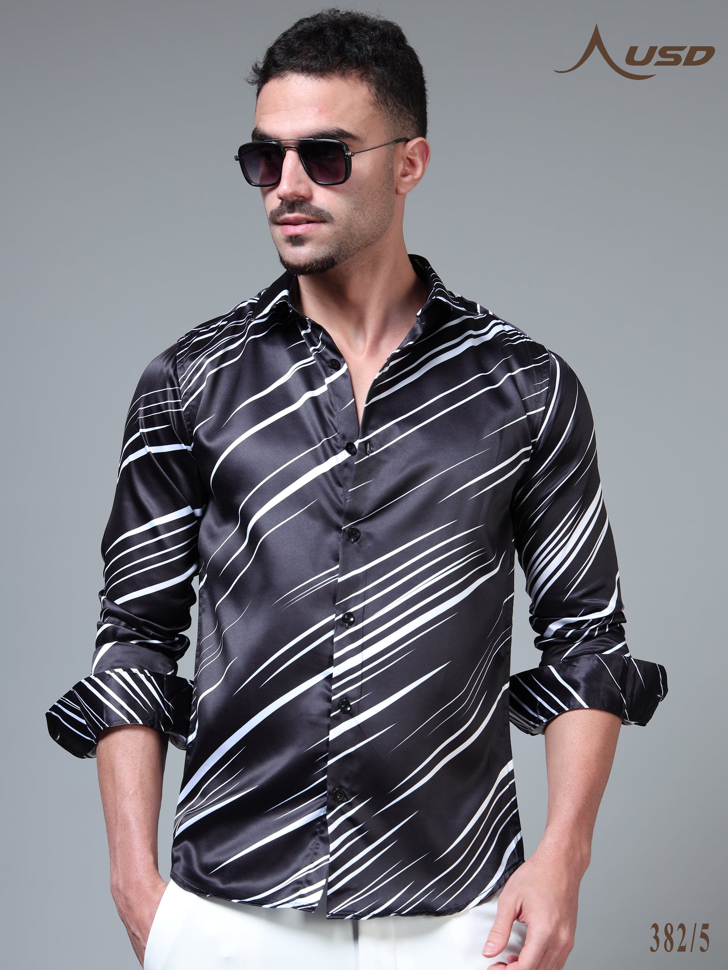 382/5–Premium Printed Satin Shirts