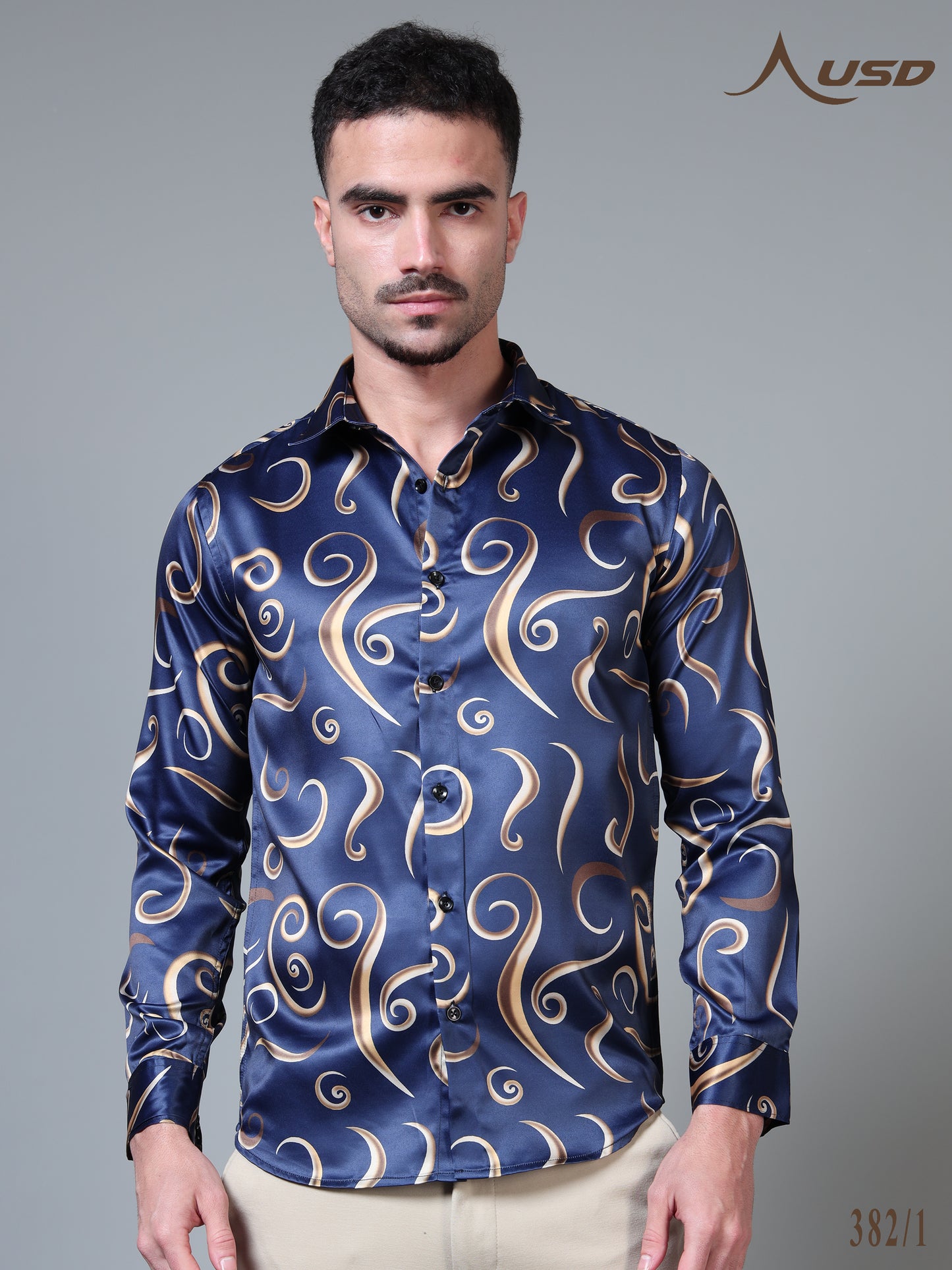 382/1–Premium Printed Satin Shirts