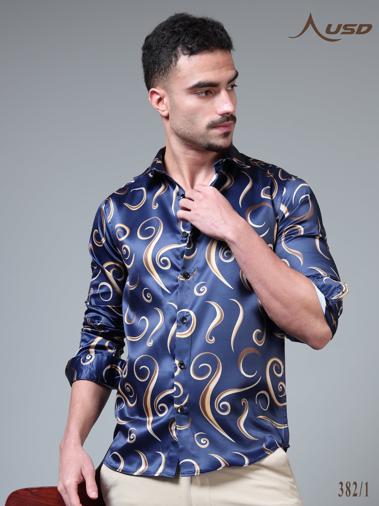 382/1–Premium Printed Satin Shirts
