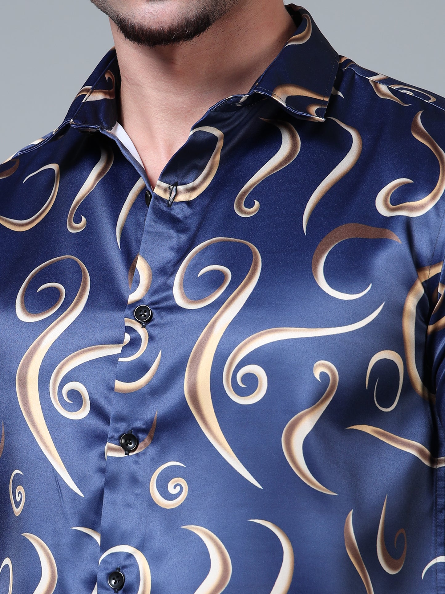 382/1–Premium Printed Satin Shirts