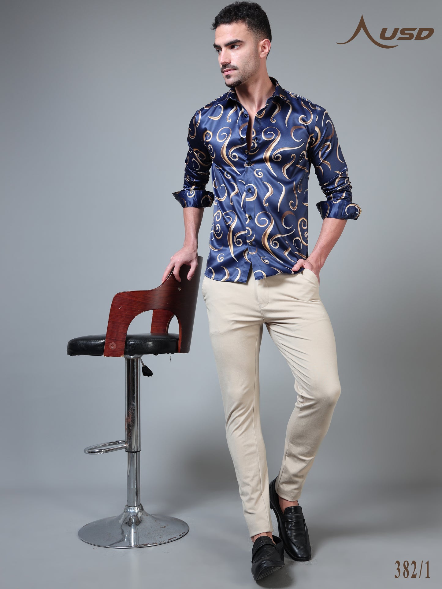 382/1–Premium Printed Satin Shirts