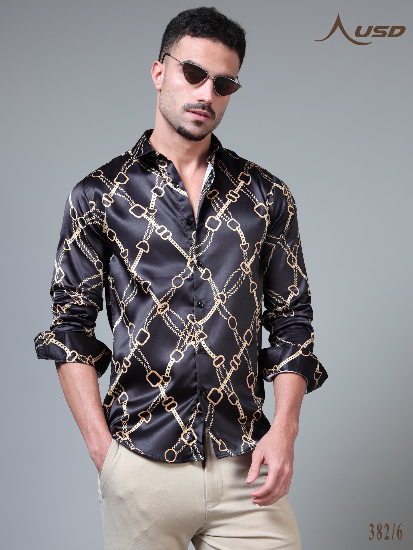 382/6–Premium Printed Satin Shirts