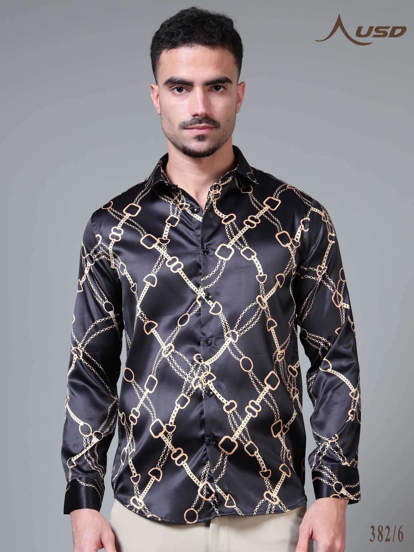 382/6–Premium Printed Satin Shirts