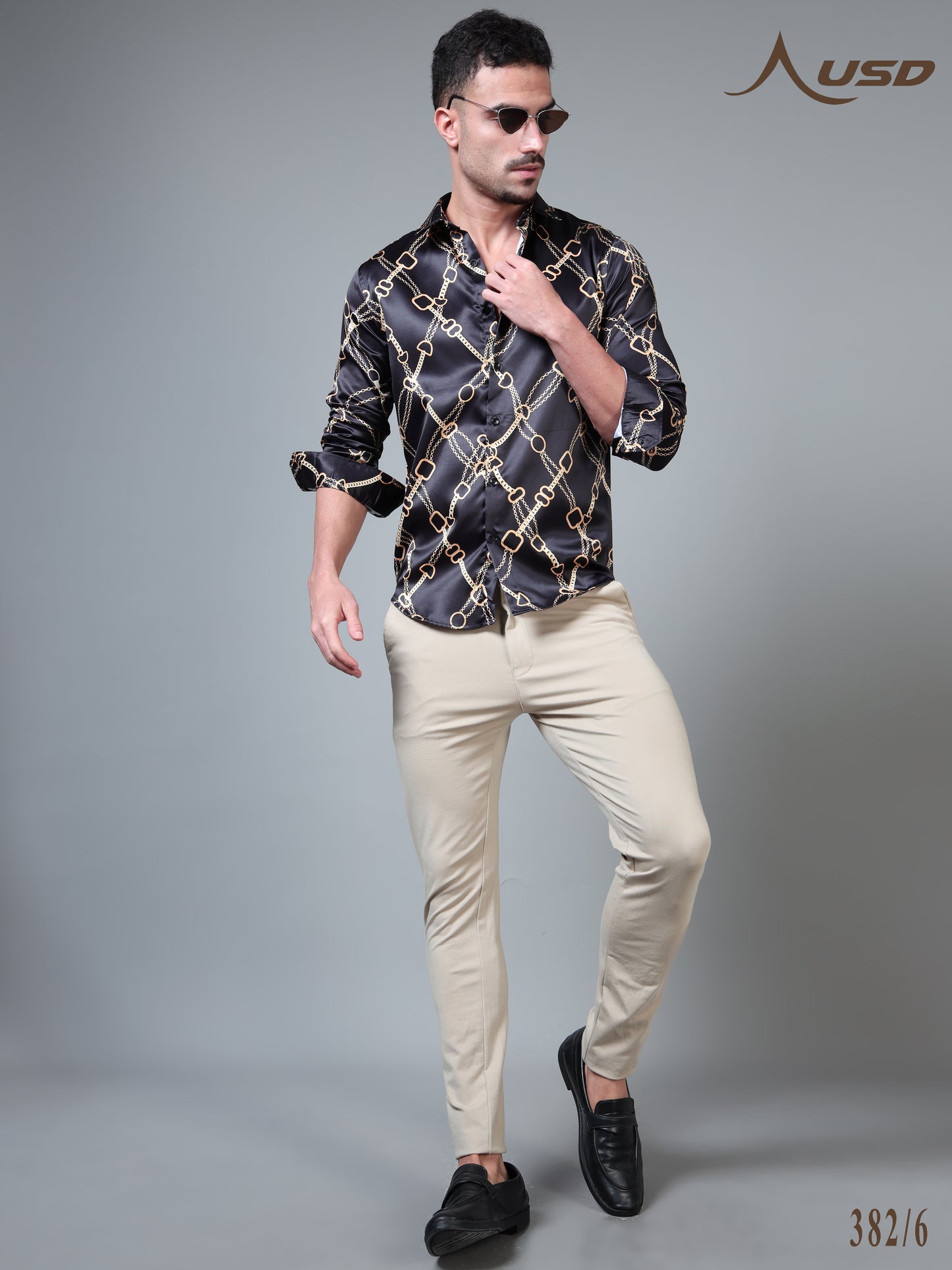 382/6–Premium Printed Satin Shirts
