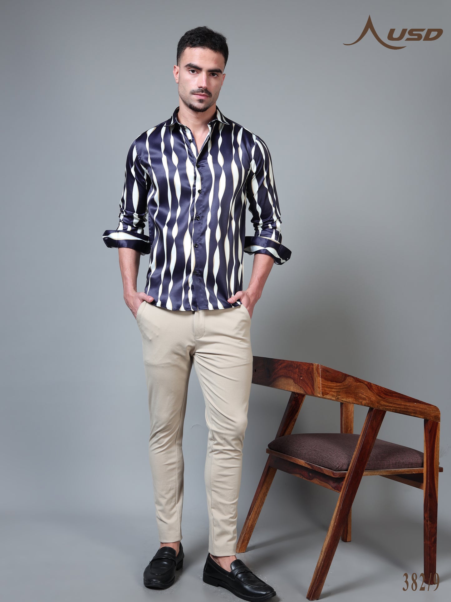 382/9–Premium Printed Satin Shirts