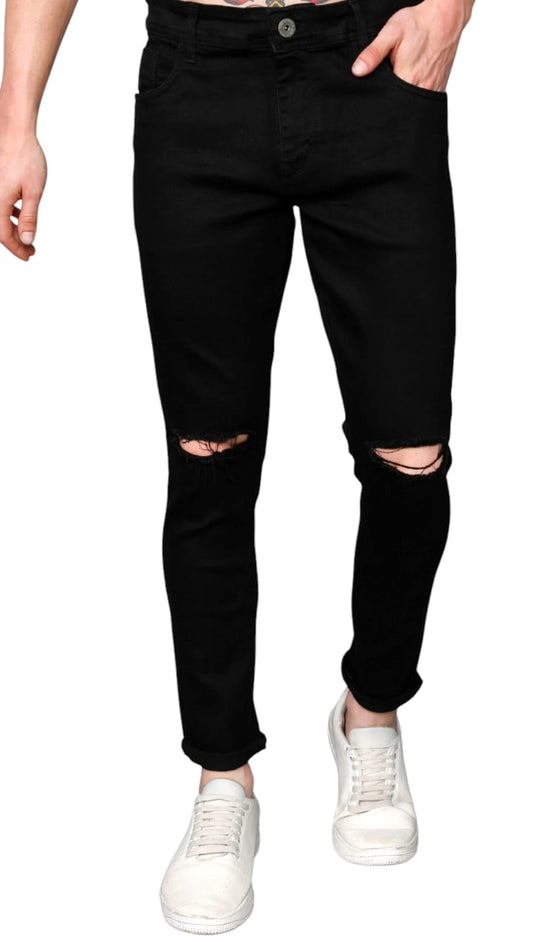 Knee-Cut Lycra Jeans - Ankle Fit - 275