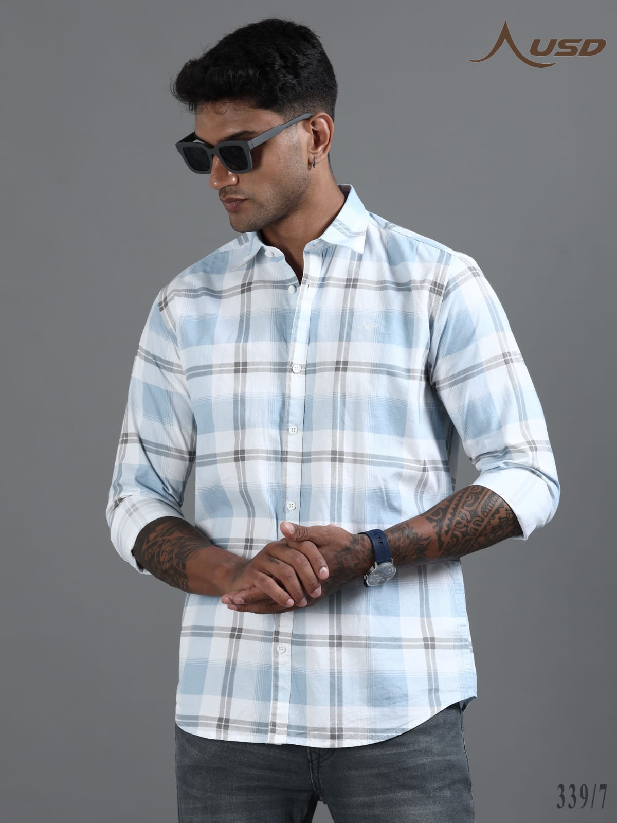Twill Cotton Printed Chex Shirts - 339/7