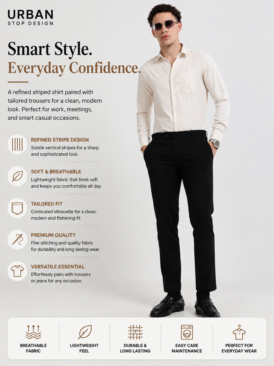 Mens Premium Striped Cotton Shirt - Regular Fit USD 408/6