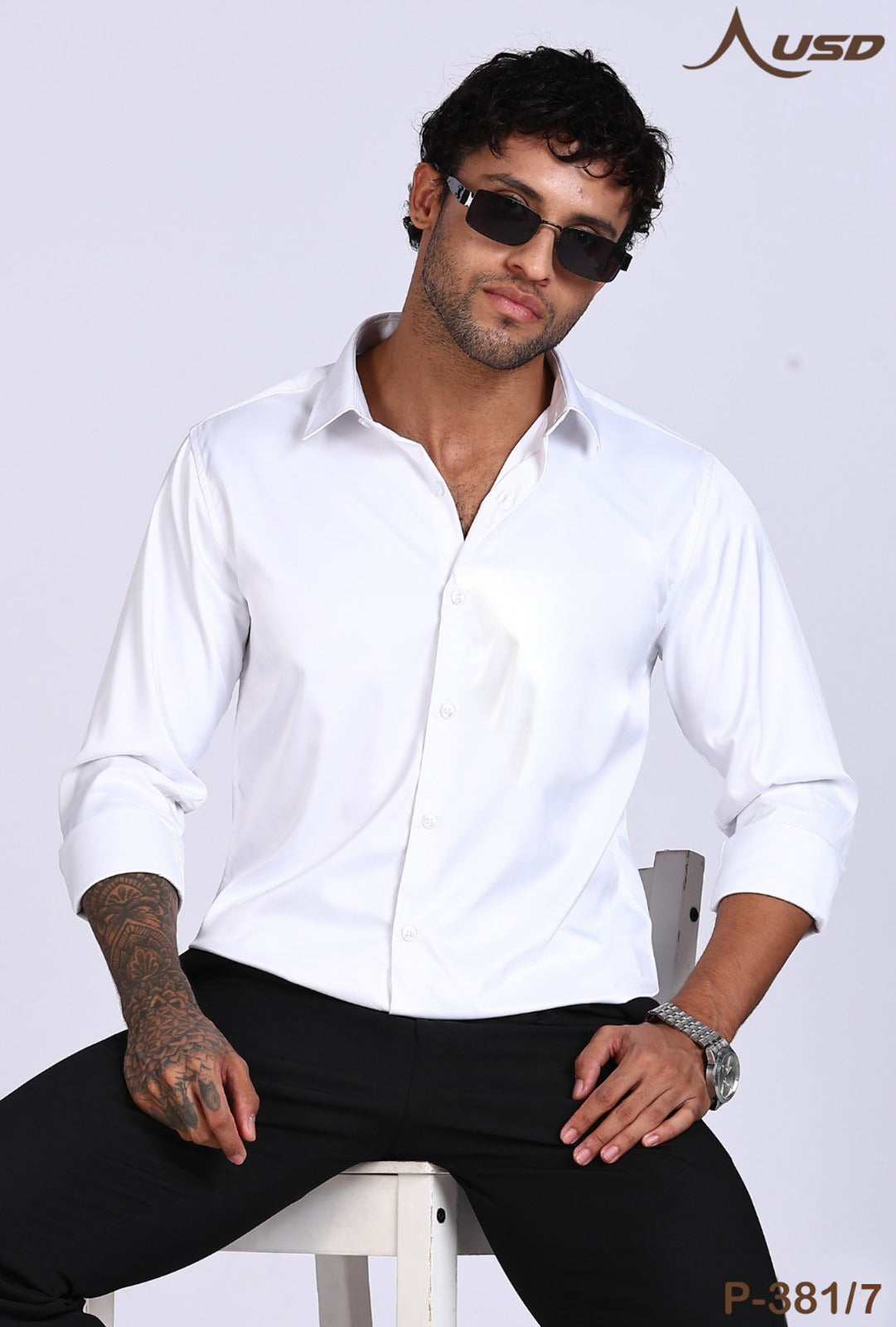 USD Premium Satin Lycra Party Wear Shirts-P-381/7
