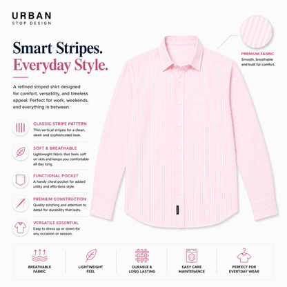 Mens Premium Striped Cotton Shirt - Regular Fit USD 408/3