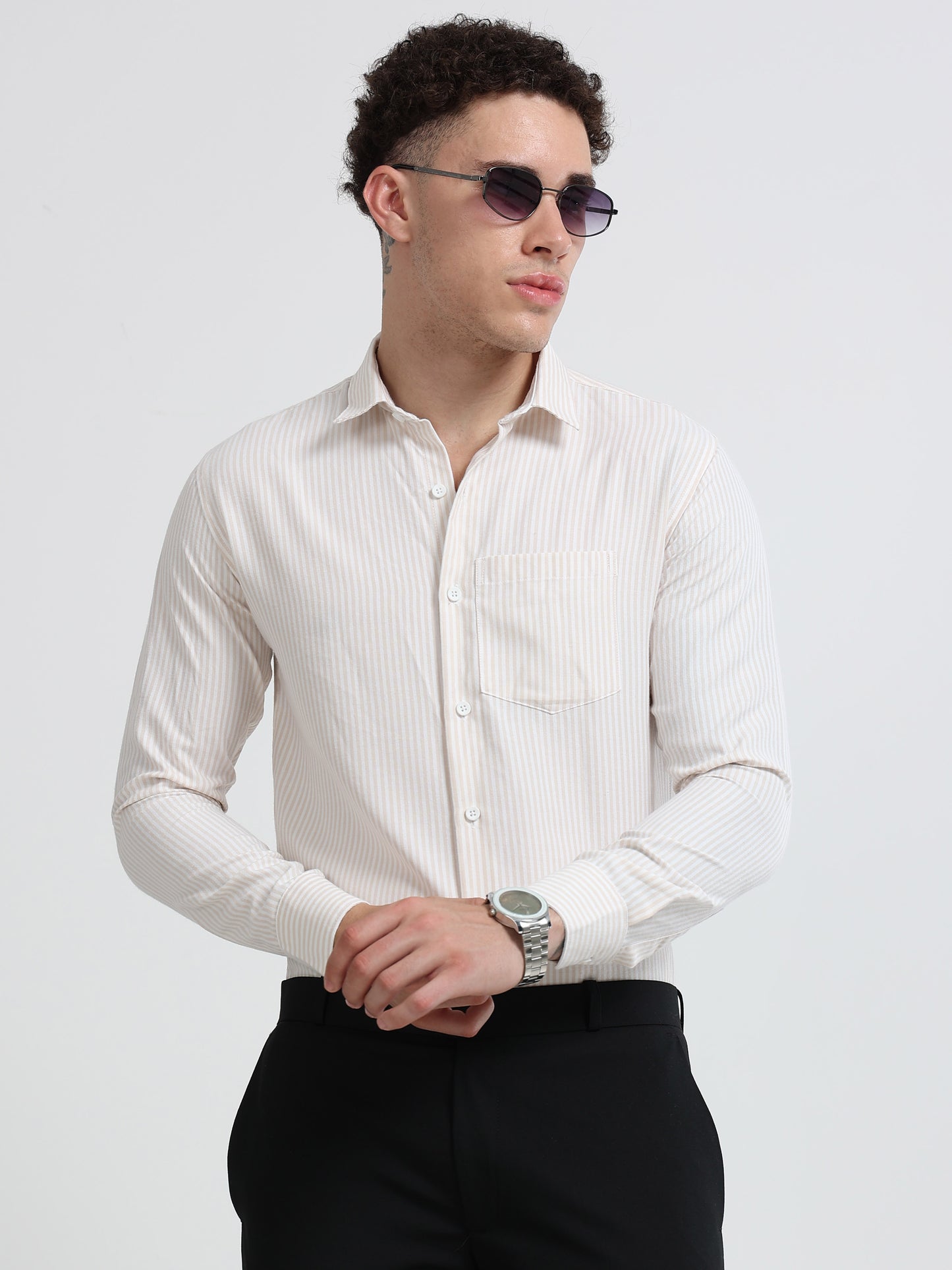 Mens Premium Striped Cotton Shirt - Regular Fit USD 408/6