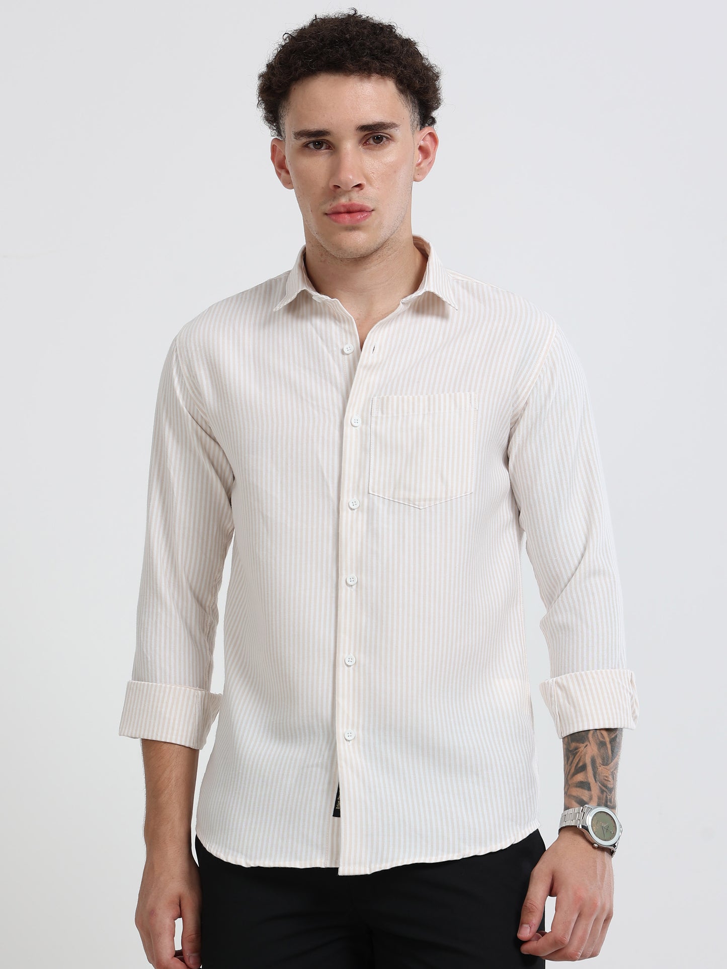 Mens Premium Striped Cotton Shirt - Regular Fit USD 408/6