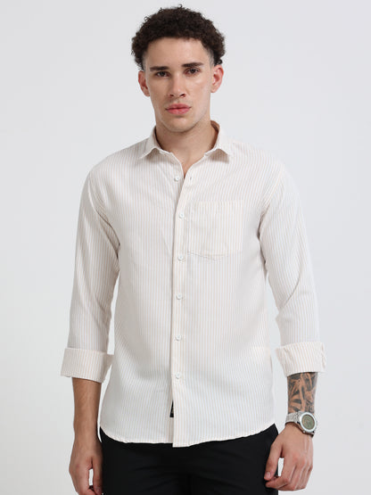 Mens Premium Striped Cotton Shirt - Regular Fit USD 408/6