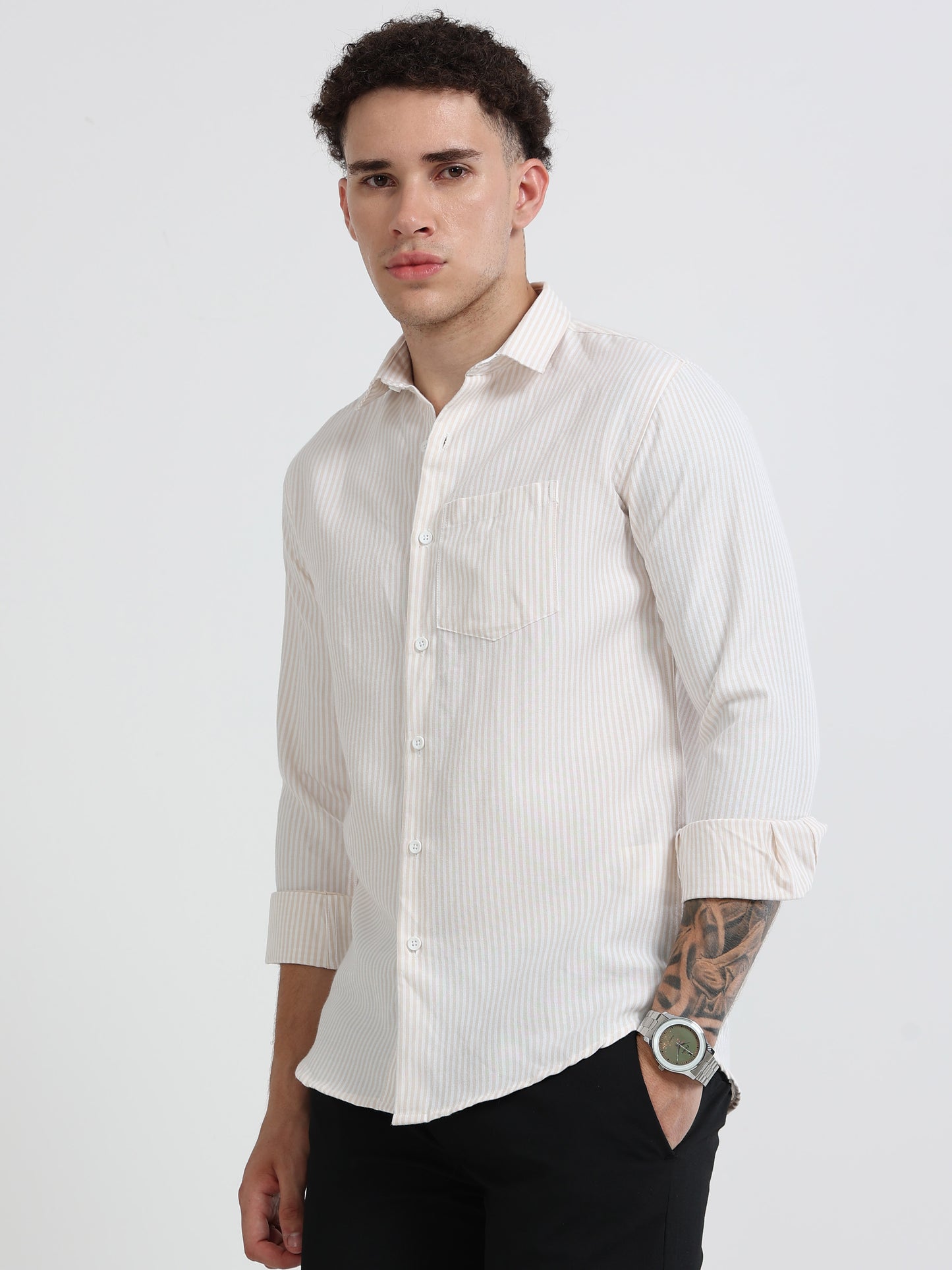 Mens Premium Striped Cotton Shirt - Regular Fit USD 408/6