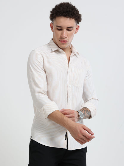 Mens Premium Striped Cotton Shirt - Regular Fit USD 408/6
