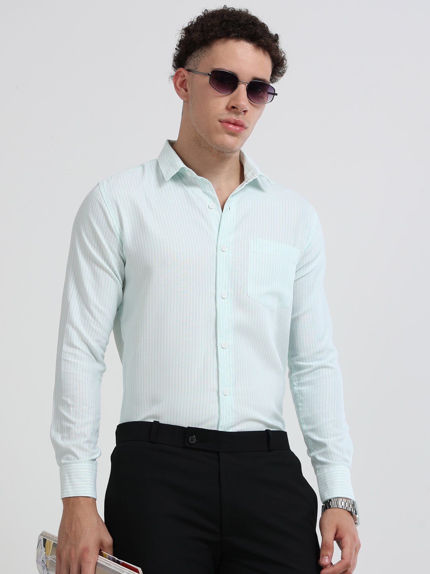 Mens Premium Striped Cotton Shirt - Regular Fit USD 408/5