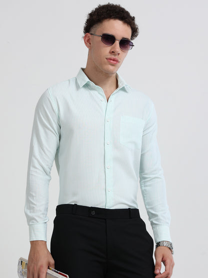 Mens Premium Striped Cotton Shirt - Regular Fit USD 408/5