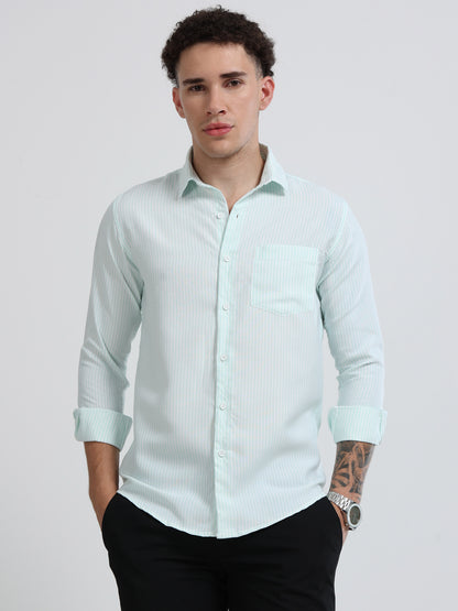 Mens Premium Striped Cotton Shirt - Regular Fit USD 408/5