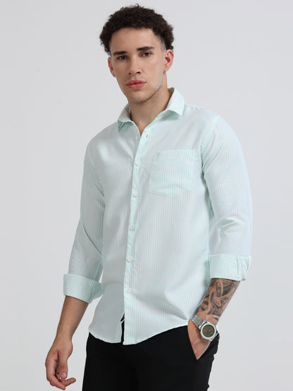 Mens Premium Striped Cotton Shirt - Regular Fit USD 408/5