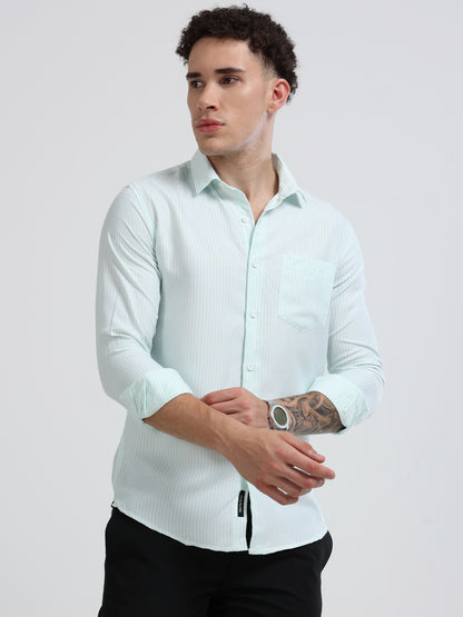 Mens Premium Striped Cotton Shirt - Regular Fit USD 408/5