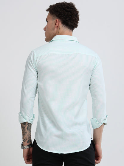 Mens Premium Striped Cotton Shirt - Regular Fit USD 408/5