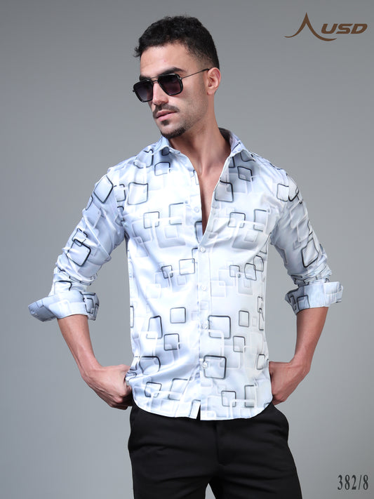 382/8–Premium Printed Satin Shirts