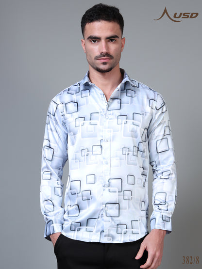 382/8–Premium Printed Satin Shirts
