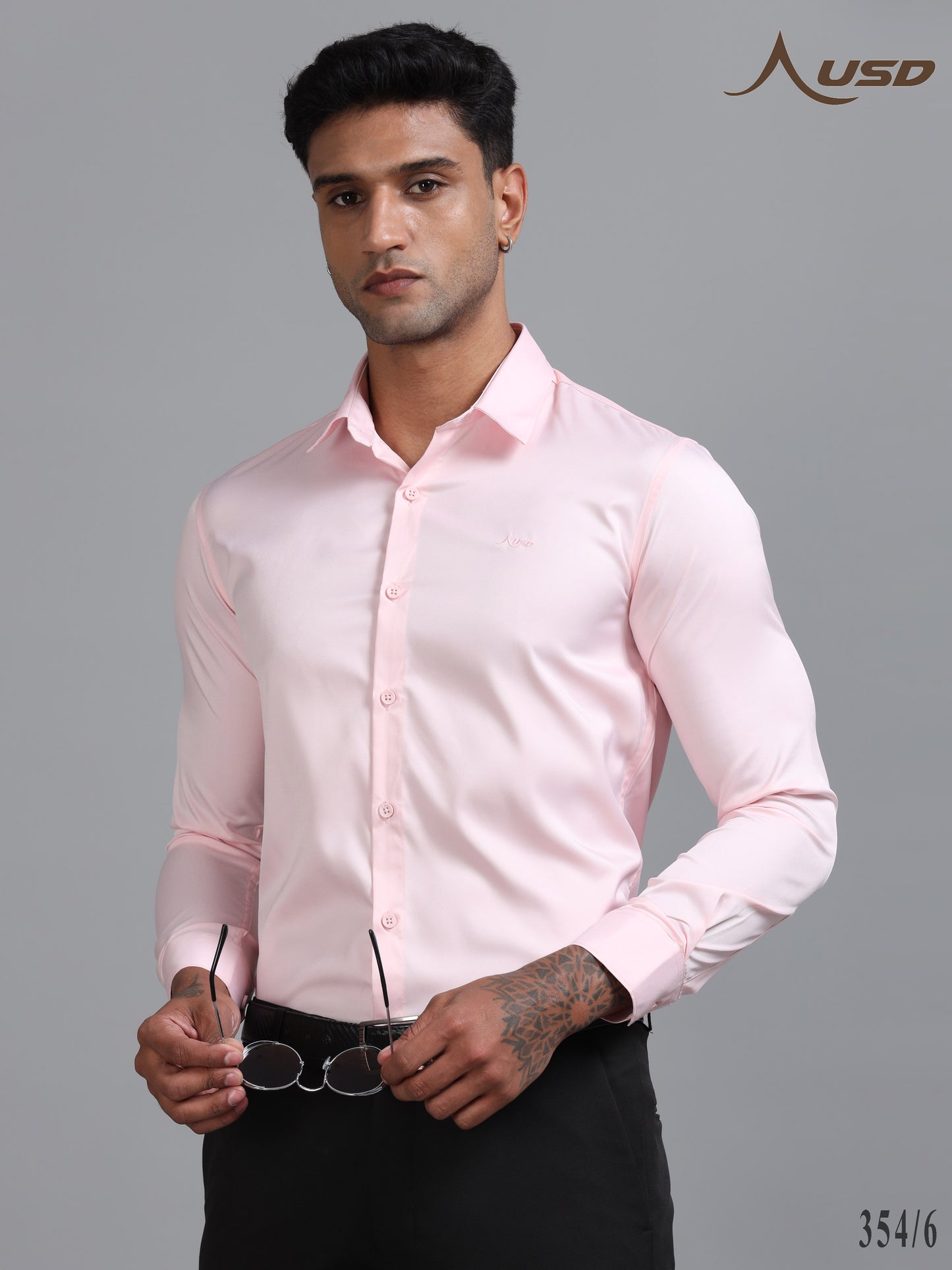 354/6-Luxurious Satin Lycra Shirts