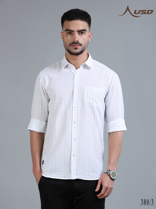 380/3-Cotton Linen Chex Full Shirts